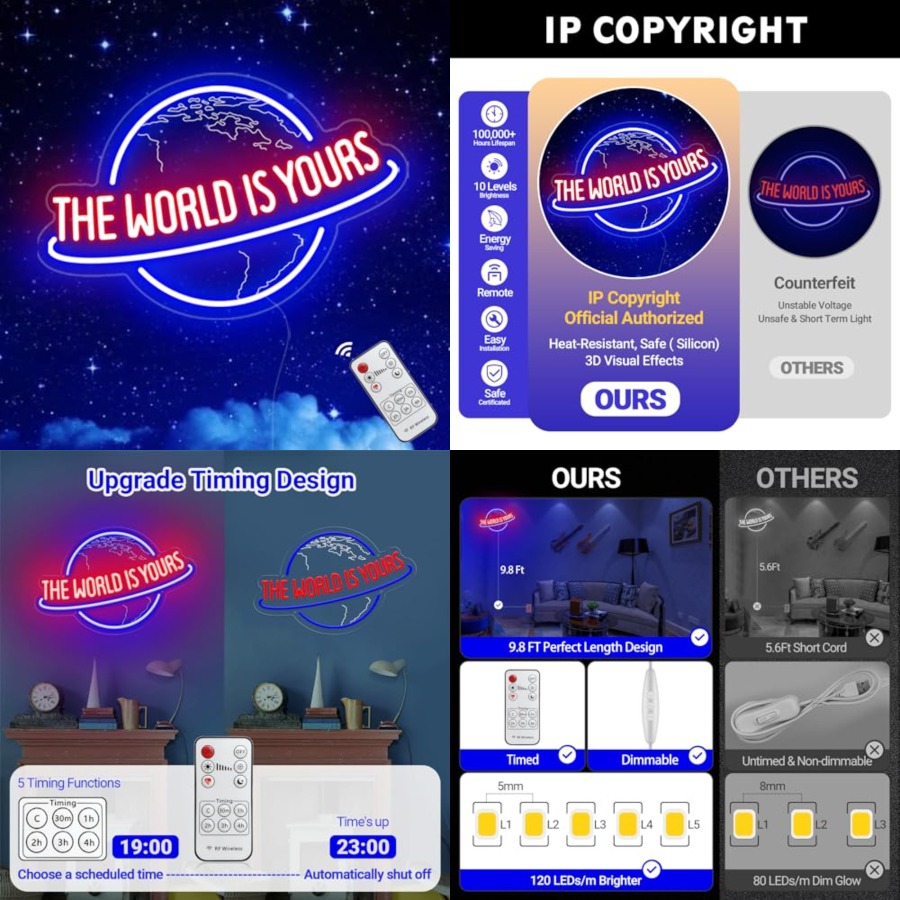 Lighting World Decor - Letrero de Neón 'The World Is