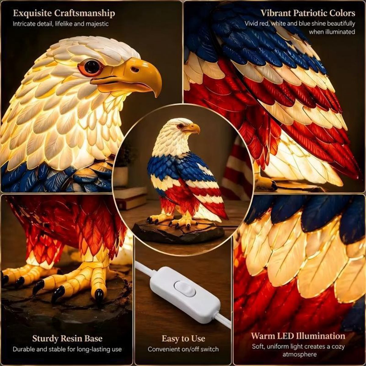 Home Decor Lighting Manufacturer - Lámpara de Mesa de Resina Eagle
