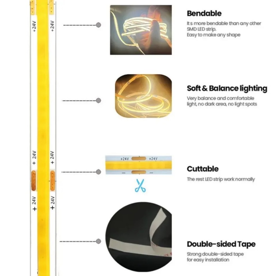 Tira de LED COB DC 12V 24V Ult - Lighting Decor For Diwali reseña y precio