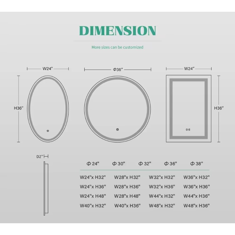Espejo ovalado decorativo LED  - Home Decor Lighting Manufacturer reseña y precio