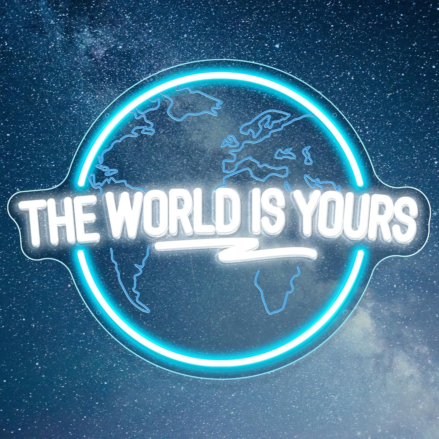 Letrero de neón The World Is Y - Lighting World Decor reseña y precio