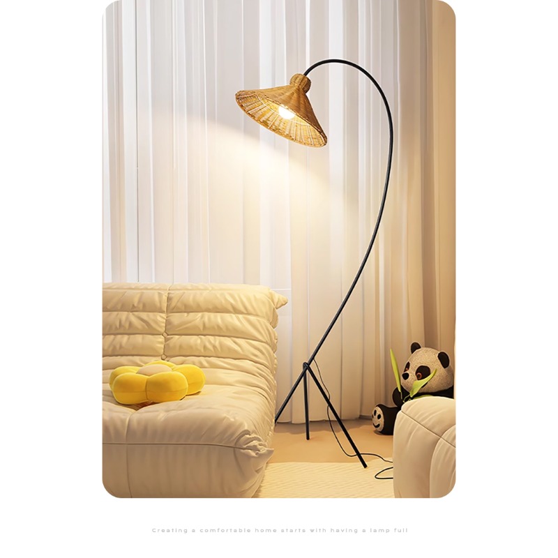 Lámpara de pie de ratán de med - Lighting Home Decor Items reseña y precio